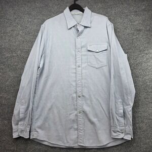 Criquet Mens Corduroy Western Snap Front Shirt Light Blue Long Sleeve Large